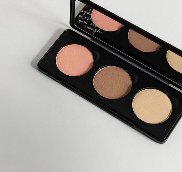 JACKS beauty line nachfüllbare Puderpalette aus Alu mit Blush, Puder und Bronzer