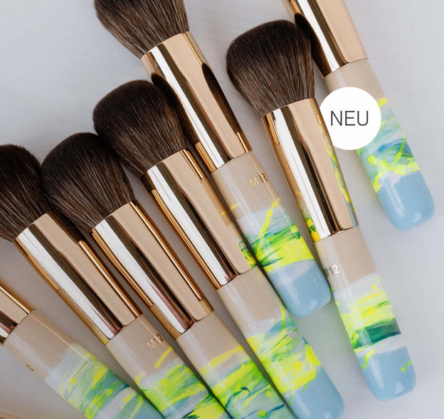 Neue JACKS beauty line Mini Foundationpinsel in beige, neongelb und hellblau