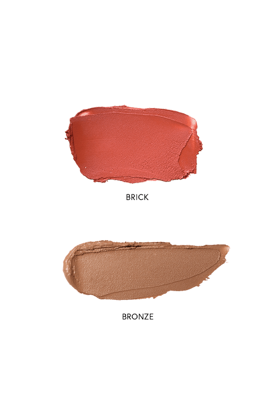 #farbwunsch_cream-blush-brick, Swatches des Cream Stick Bronze und Cream Blush Brick von JACKS beauty line