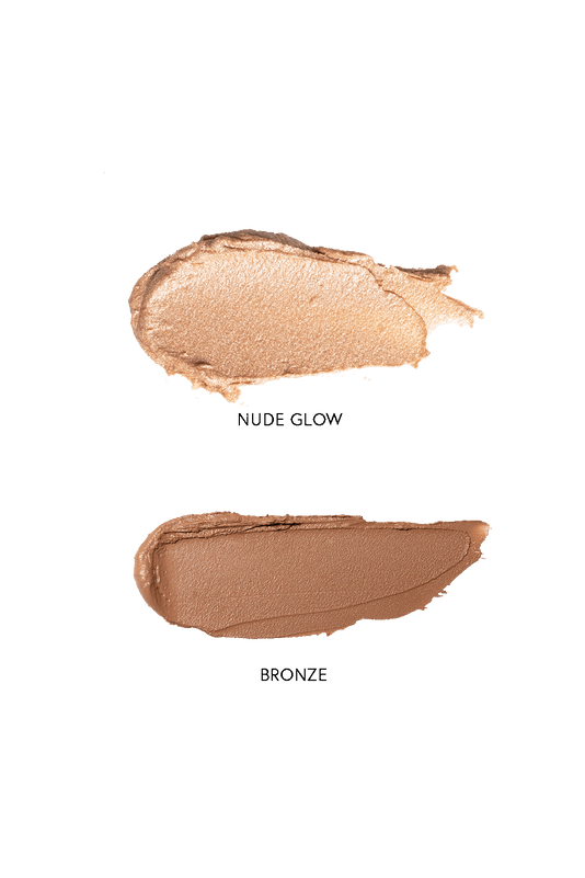 #farbwunsch_cream-highlighter, Swatches des Cream Stick Bronze und Cream Highlighter von JACKS beauty line