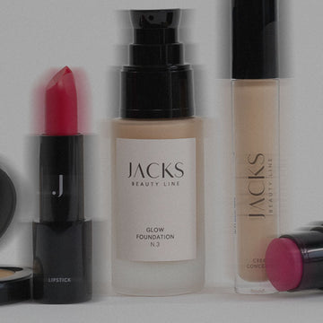 JACKS beauty line Glow Foundation, Cream Concealer, Cream Blush und Lipstick verschwommen