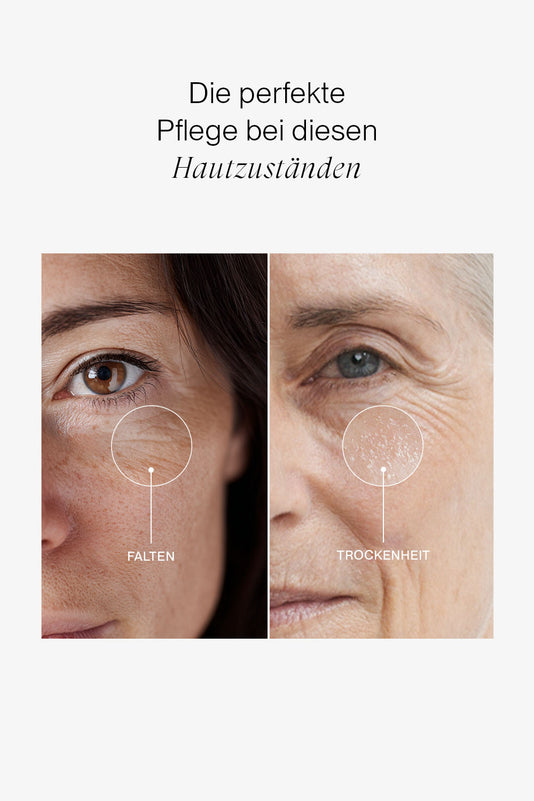 Collage aus zwei Hautzuständen Falten und Trockenheit