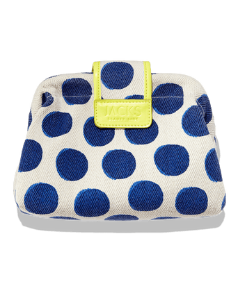 JACKS beauty line Make-up Tasche mit dunkelblauen Punkten und Neiongelben Akzenten