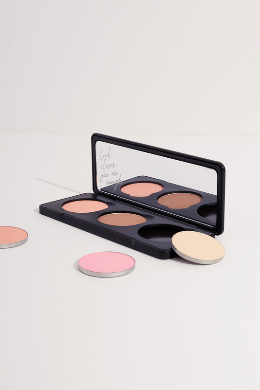JACKS beauty line nachfüllbare Puderpalette aus Alu mit Blush, Puder und Bronzer
