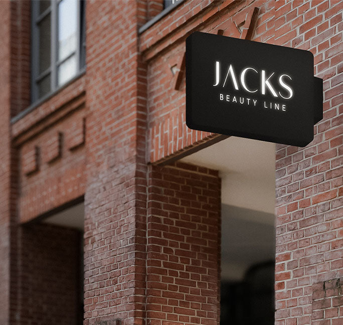 JACKS beauty line Ladenbanner an der Fassade