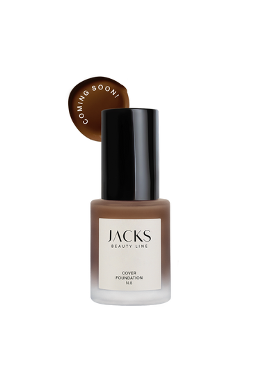 JACKS beauty line Cover Foundation N8 mit Coming Soon Schriftzug 