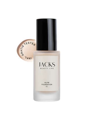 #farbwunsch_n-1, JACKS beauty line Glow Foundation N1 mit Schriftzug inkl. Gratis Tester