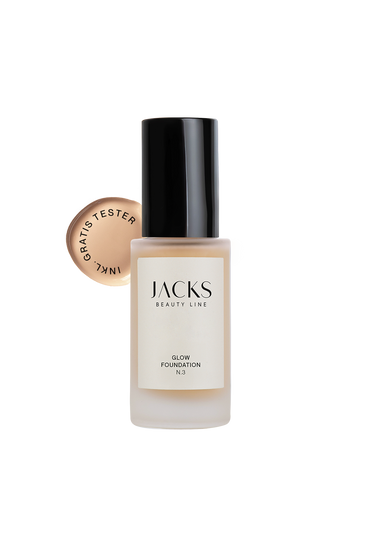 #farbwunsch_n-3, JACKS beauty line Glow Foundation N3 mit Schriftzug inkl. Gratis Tester