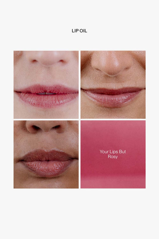 #farbwunsch_your-lips-but-rosy, Lip Oil Your lips but rosy - Vergleich an verschiedenen Lippenfarben