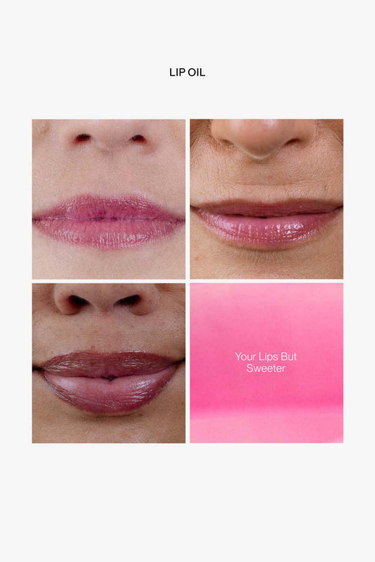 #farbwunsch_your-lips-but-sweeter, Lip Oil Your lips but sweeter - Vergleich an verschiedenen Lippenfarben