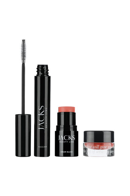 Kennenlernset von JACKS beauty line mit the Mascara, Cream Blush und Lip Oil im Tiegel