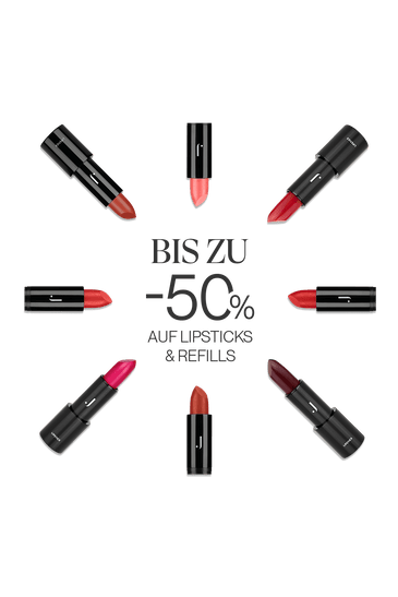 Schriftzug bis zu 50 % und rundherum JACKS beauty line Lipsticks 