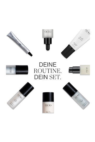 JACKS beauty line Skincare Produkte im Kreis angeordnet